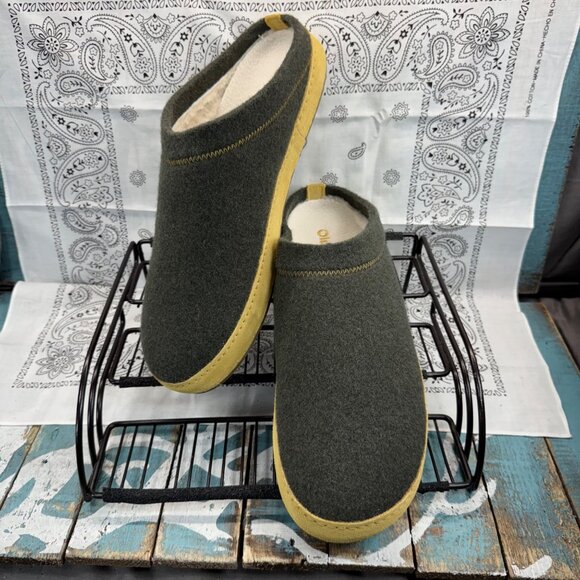 NEW Olukai Hamani Hulu Australia Wool Slippers Olive Slip On Mule Men’s Size 12 - Picture 9 of 9